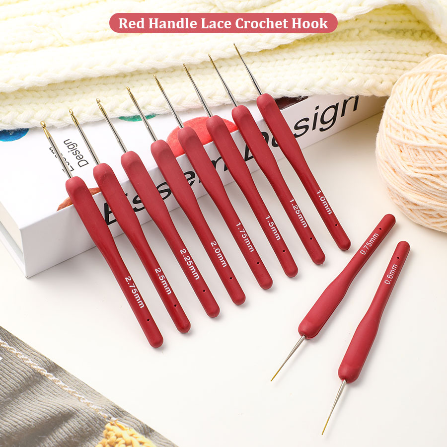 Sewing Necessities - Zestaw 10 szt. czerwonych szydełek z