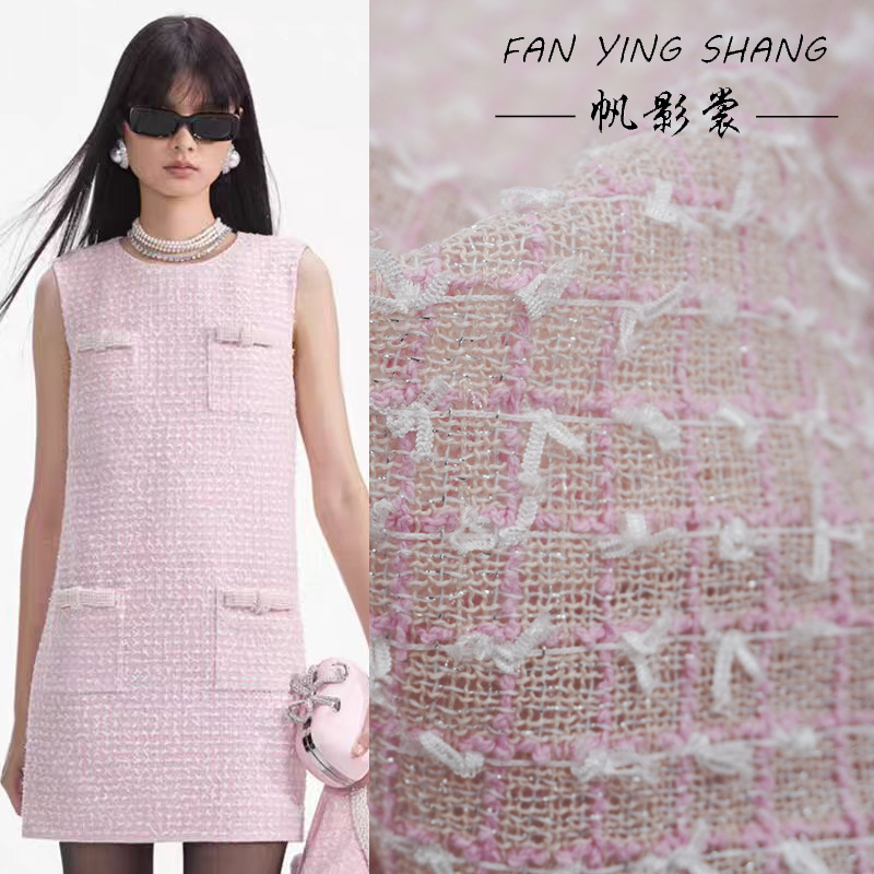 Różowo-biała krata, kokarda, t – Sewing Tweed recenzja i cena