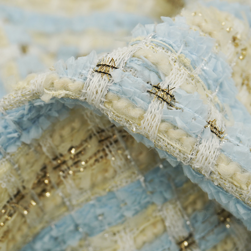 Jasnoniebiesko-beżowa tkanina  – Sewing Tweed recenzja i cena
